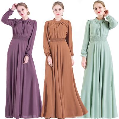 China Hot Selling Abaya Islamic Chiffon Clothing Dubai Girls Dresses Muslim Gaun Sifon 7002 kasual for sale