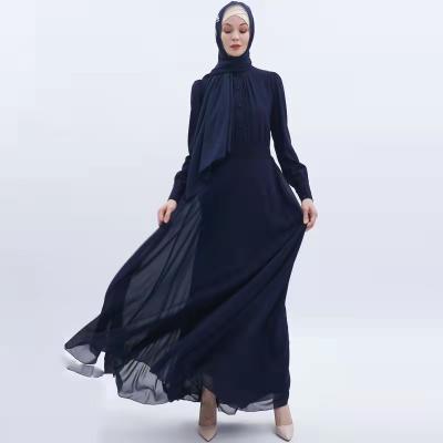 China Wholesale Dubai Big Edge Dress Women Muslim Long Dress Muslim Chiffon Jibab Dress Super Chiffon Dress for sale