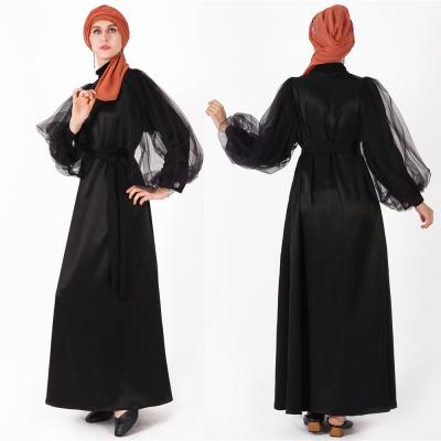 China Wholesale Latest Design Mesh Embroidery 2019 EID Robe Muslim Women Long Sleeves Black Abaya For Parties for sale