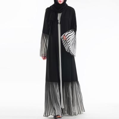 China Luxury Trumpet Cuff Plus Size Women Islamic Clothing Luxury Trumpet Cuff Pleated Muslim Abaya Dress for sale