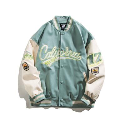 China Viable Vintage Custom Embroidered Logo Custom PU Leather Baseball Bomber Men's College Streetwear Streetwear for sale