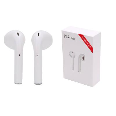 China i14 In-ear stereo sound wireless earphone tws wireless earbuds waterproof earbuds high with handsfree powerbank for cellphones for sale