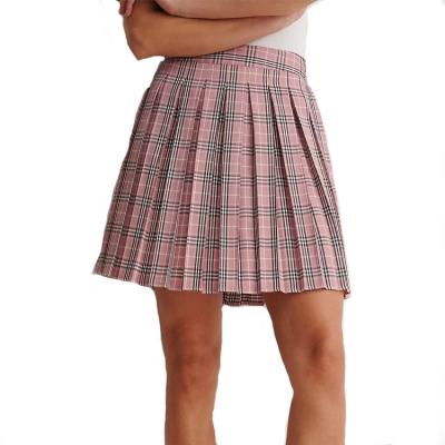 China Mini Checked Skirt Girls Fashion Pleated Plus Size High Waist Casual Skirt Summer Custom Made Skirt for sale