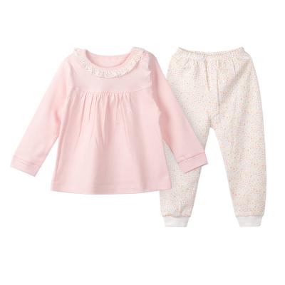 China OEM Breathable Organic Cotton Baby Clothes Set O-Neck Organic Top And Pants Floral Clothing Set for sale