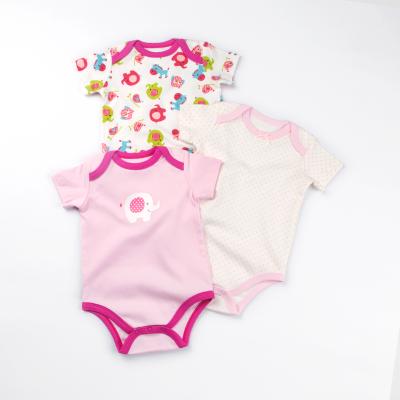 China Newborn Baby Clothes Summer Shorts Antibacterial Cotton Sleeves 3 Pack Baby Bodysuits for sale