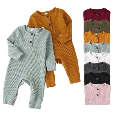 China Wholesale Newborn Plain Single Rib Baby Rompers Foreign Trade Baby Jumpsuits Cotton Spandex Baby Rompers for sale