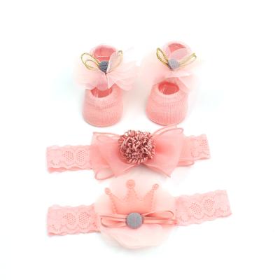 China Breathable Soft Princess Gift Box Socks and Baby Headband Low MOQ Shoes for sale