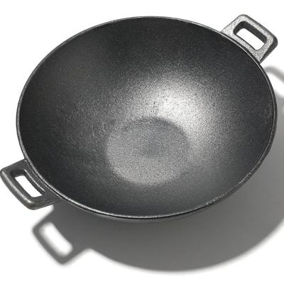 China High Quality Viable Chinese Nonstick Cookware Frying Pan Wok Pan With Double Iron Handle for sale