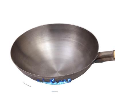 China Sustainable Cheap carbon steel wok pan 32cm steel Chinese Wok pans with SS handle for hotel using and restaurant school for sale