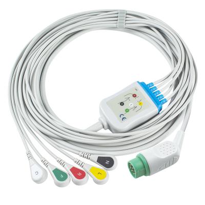 Китай Совместимый Siemens Drager 5 Lead Iec Snap Ecg Lead Cable / Ecg Lead Wire Set продается