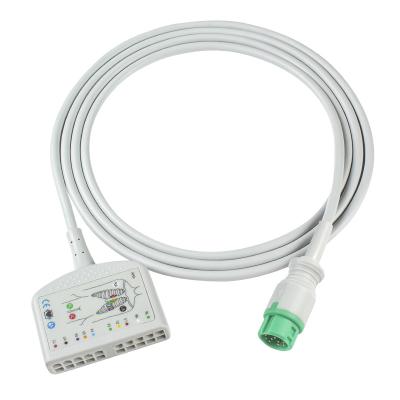 China TPU Dynascope DS-5100E 12Pin ECG Patient Cable 10Lead for Adult/Pediatric Compatibility for sale