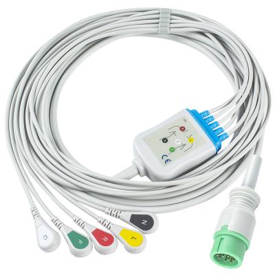 China 5Lead ECG Cable IEC Snap with Grey Color Compatible FIMED STAR 8000 for sale