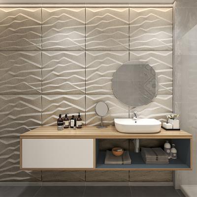 China New Modern Design 3D Embossed Home Decoration Melamine Wall Panel 600*600 for sale