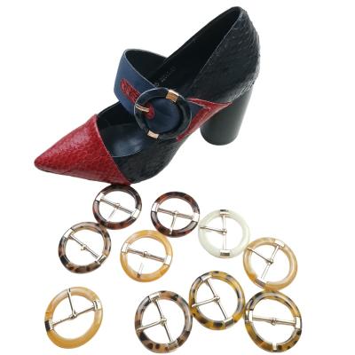 China Shoe decoration accessories Hot selling round square high heels adjusting shoes buckle leather sandals resin decoration for sale