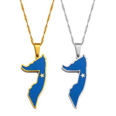 China Somalia Ethnic Flag Map Pendant Necklaces Silver Color, Gold Color Jewelry For Women/Men Somaliland #232621 for sale