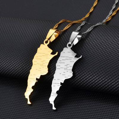 China TRENDY Argentina Map With City Name Pendant Necklaces Women Girls Charm Argentinian Maps Jewelry Gifts #274121 for sale