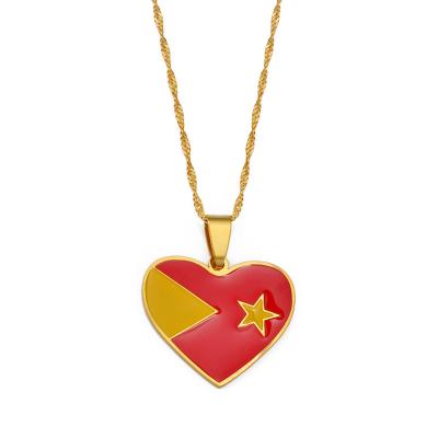 China Ethnic Ethiopian State Pendant Necklaces Tigray Map Heart African Jewelry For Women Girls #254321 for sale