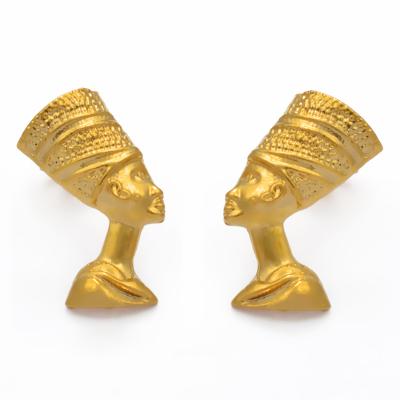 China KENGTONG Ethnic,Egyptian Queen Nefertiti Girl Black Stud Earrings Jewelry Women/Gold/Silver Wholesale African Jewelry Gifts #204606 for sale