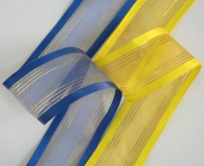 China Decorative metallic yarn bound ribbon satin organza ribbon from China top supplier for sale