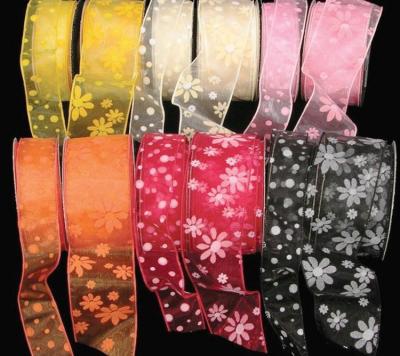 China Custom Decorative Double Face Voile Satin Colored Sheer Ribbon Decorative for sale