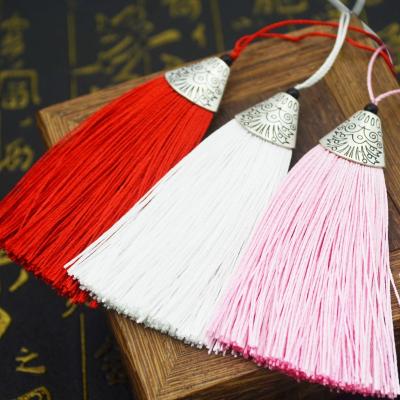 China New Style Silver Fish Mouth Ear Tassel Fish Wrap Key Chain Eco-friendly Antique Red Tassel Head Small Pouch Acce for sale