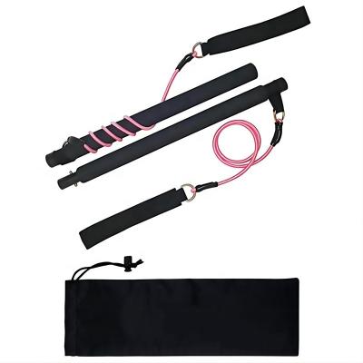 China 2022 Multifunctional New Arrival Portable Fitness Yoga Exercise Stick Pilates Bar Kit With Resistance Bungee Cords Bands for sale