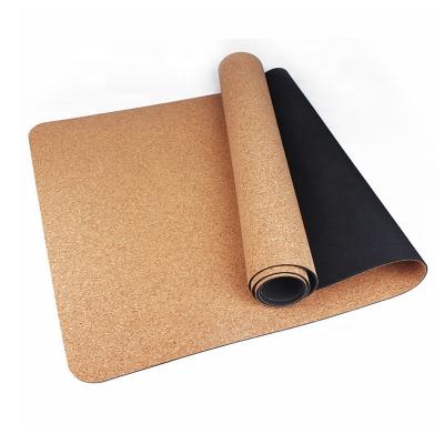 China Eco friendy high quality Custom Logo Non Slip 5mm Natural Rubber Cork Yoga Mat Private Label for sale