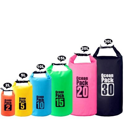 China Wholesale 2L 5L 10L 15L 20L 30L Logo Lightweight 500D Floating Waterproof Custom PVC Ocean Pack Dry Bag Backpack for sale