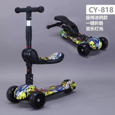 China New Child Graffiti Children's Scooter Three In A Fold With Music for sale