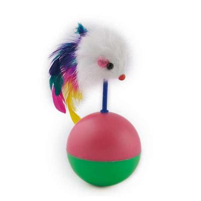 China Pet Stored Cat Moude Feather Tumbler Ball Toy for sale