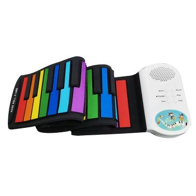 China Aiersi Brand Music Education Supply Roll Up Electronic Piano Educational Toy for Kids Rainbow Color Piano 49 Keys Keyboard for sale