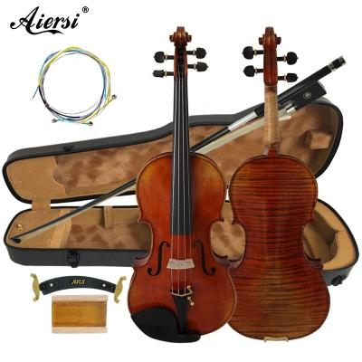 China Fir Antique 4/4 Fir Carved Handmade Violin Best Oil Painting Solid Professional German Violin Violin for sale