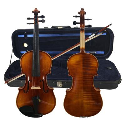 China Wholesale Price Impeccable Solid Carved Advanced 100% Handmade Violins With Dark Yellow Brown Varnished Painting All Ebony Accessories for sale