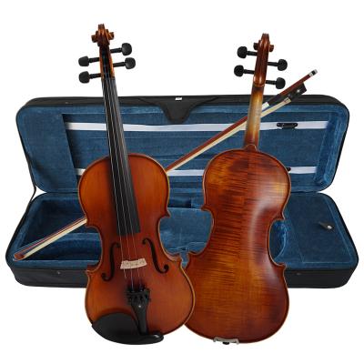 China Sinomusik Flawless Hot Sale Brand Interesting Flame Maple Matte Orange Brown German Varnished Violin for sale