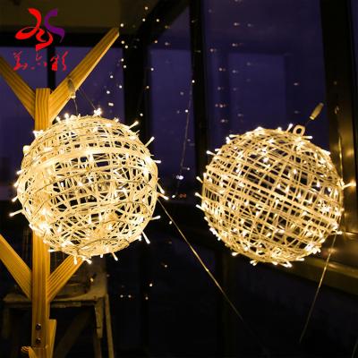 China Commercial Use In Stock IP65 Waterproof Hot Sale Christmas Decoration Small 3D Pattern Artificial Hanging Ball Lights for sale