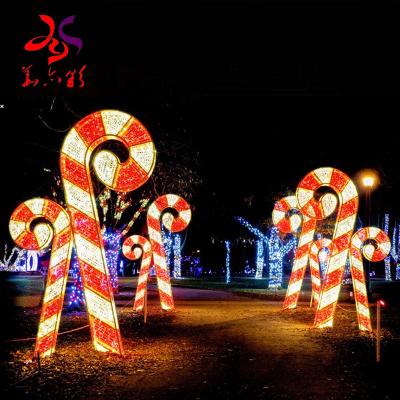 China Giant Pattern Lights Christmas Outdoor Decoration Candy Cane LED Sculpt Outdoor Christmas Display 3d Candy Cane Pattern Light for sale