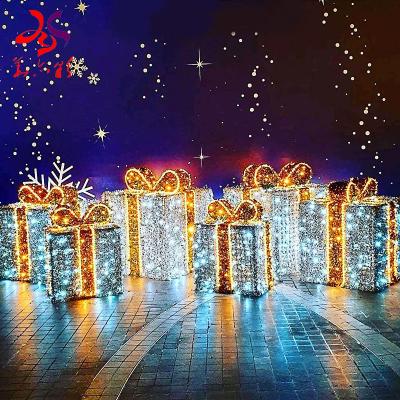 China Alternative 2021 New Products For Indoor Or Outdoor Decoration Christmas Decoration Gift Box Shape Led Light for sale