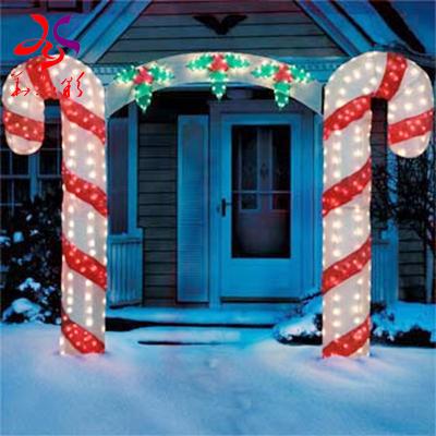 China Pattern Lights 2021 New Candy Cane Solar Christmas Pathway Post Arch Gate Shape Street Pattern Lights for sale