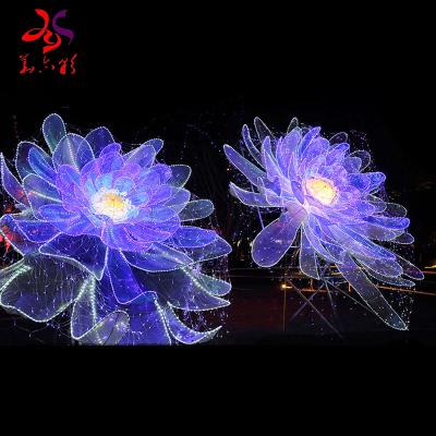 China Wholesale Festive Outdoor Outdoor Decoration Christmas Across Street Led Decoration Pattern Lights 3D Illuminated Lotus Flower Lighting for sale