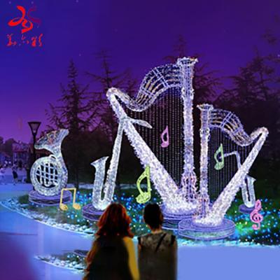 China Decorative Led Pattern Light Sculpture Outdoor Pattern Frame Led Musical Instruments Note Light for sale