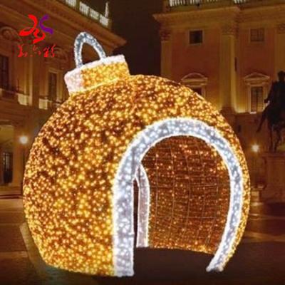 China 2022 New Design Commercial Use Gold 3D Illuminated Led Christmas Decoration Pattern Ball Light for sale