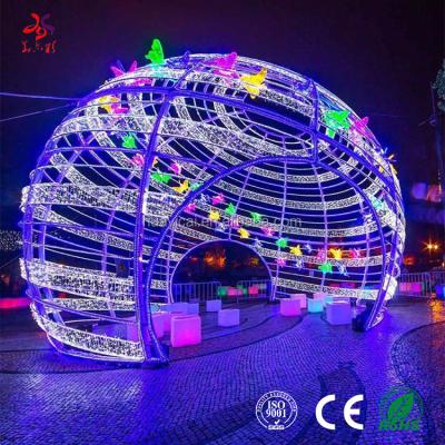 China Outdoor Commercial Use Christmas Or Festival Decoration Large 3d Illuminated Huge Round Led Arch Colorful Balls Pattern Light for sale