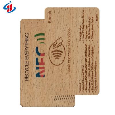 China Custom Bamboo Eco-friendly Logo NFC Programmable RFID Wooden Business Cards Waterproof/Waterproof Free Sample for sale