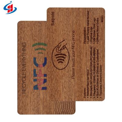 China NFC 13.56Mhz Waterproof / Waterproof Custom Printing Business Card Sapele Wood Wooden Card for sale