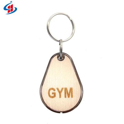 China 13.56 Mhz Custom Programmable Epoxy Wood Tag Metal RFID Keyfob Waterproof / Waterproof Key Chain For Access Control for sale