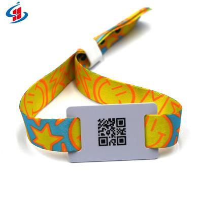 China Custom Waterproof / Waterproof RFID Woven Fabric Wristbands 13.56MHz NFC Wristband For Event Cash Payments for sale