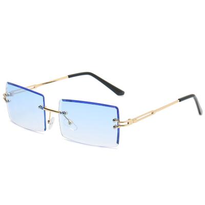 China Custom Women Rimless Sunglasses READSUN Logo Trendy Female Shades Brand Fashion Shape Rimless Sunglasses 2021 Square Sun Glass Uv400 for sale