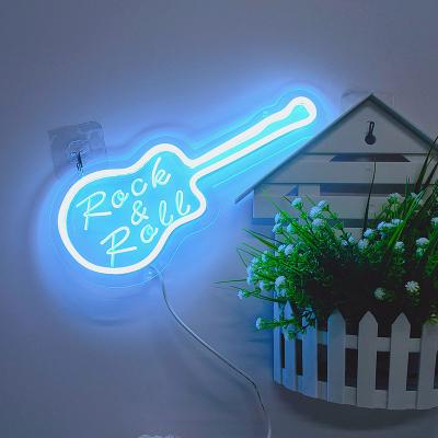 China LANDSCAPE Divatla Home Bedroom Decor 5v Usb Guitar Neon Light Blue Lamp With Dimmer Switch Custom Neon Sign for sale