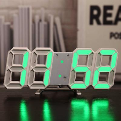 China FILE 3d led table clock digital wall alarm clock with temperature humidity calendar en venta