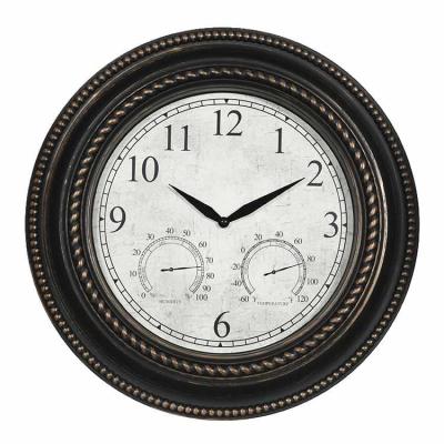 China Antique Style Oversized 20 Inch Disaplay Vintage Hygrothermograph Wall Clock for sale